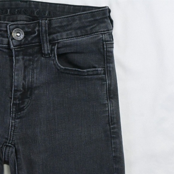 American‎ Eagle 0 Jegging Washed Black Destroyed Next Level Stretch Denim Jeans - Picture 2 of 7